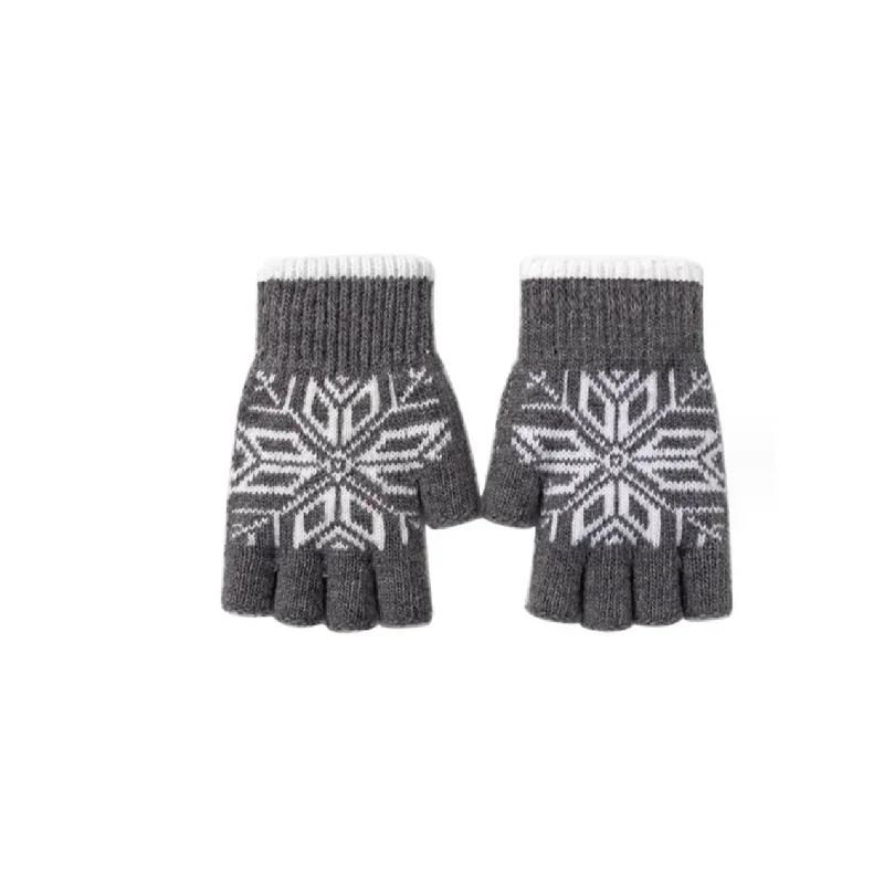 1 Pairs of Half-finger Autumn and Winter Knitted Open-finger Touch Screen Heat and Cold Cycling Cute Gloves