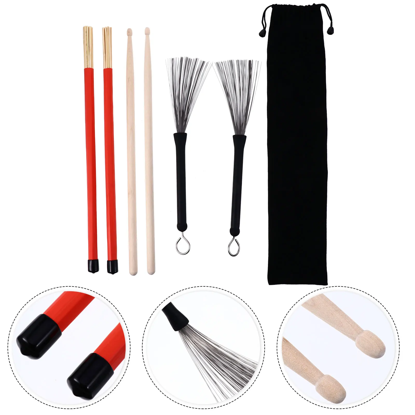 

Drumsticks Picks Percussion Accessories Repique Practice Steel Brush Rubber Handle Bamboo Material Smooth Sticks Good Balance