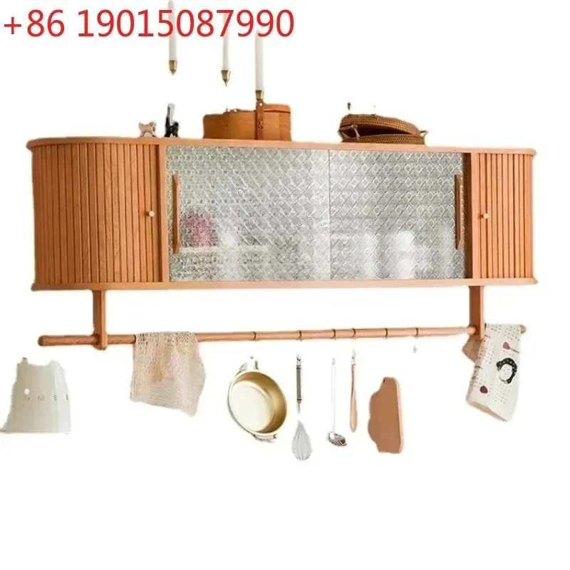 

Wall-Mounted Kitchen Wall-Mounted Nordic Solid Wood Storage Glass Dining Room/Living Room Wall