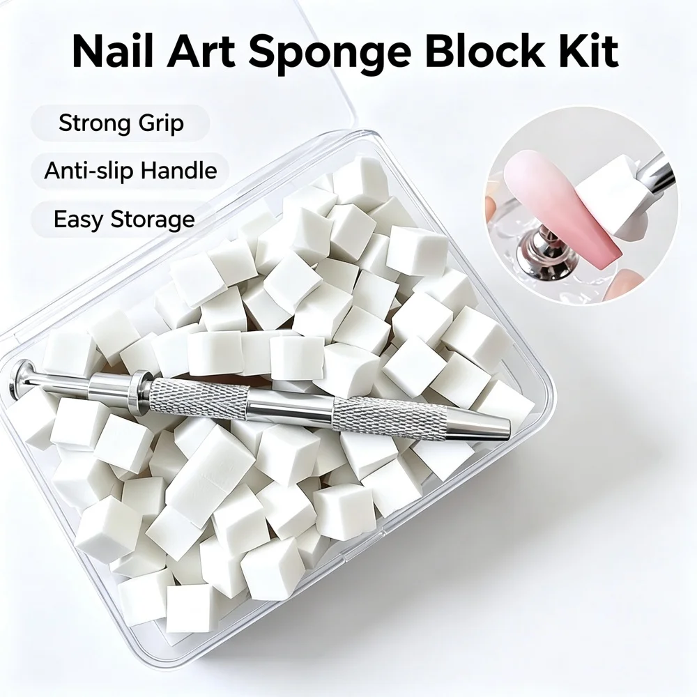 100Pcs/50pcs Nail Art Sponge Set With Grabbing Pen DIY Nail Art Gel Polish Brush Glitter Powder Manicure Accessory Manicure Tool