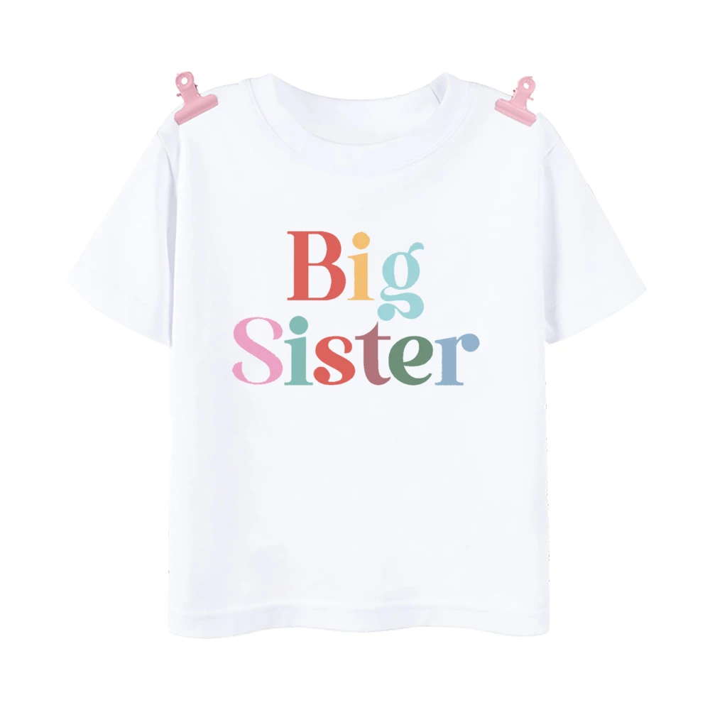 Big Sister Little Sister Printed Family Matching Shirt Girls  Summer T-shirt Tops Baby Bodysuit Kids Tee Short Sleeve Clothes