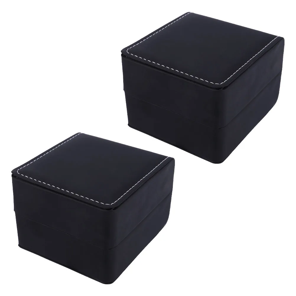 

2Pcs Watch Storage Box Elegant PU Case for Watches and Jewelry Collection Display Detachable Pillows Safe Comfortable