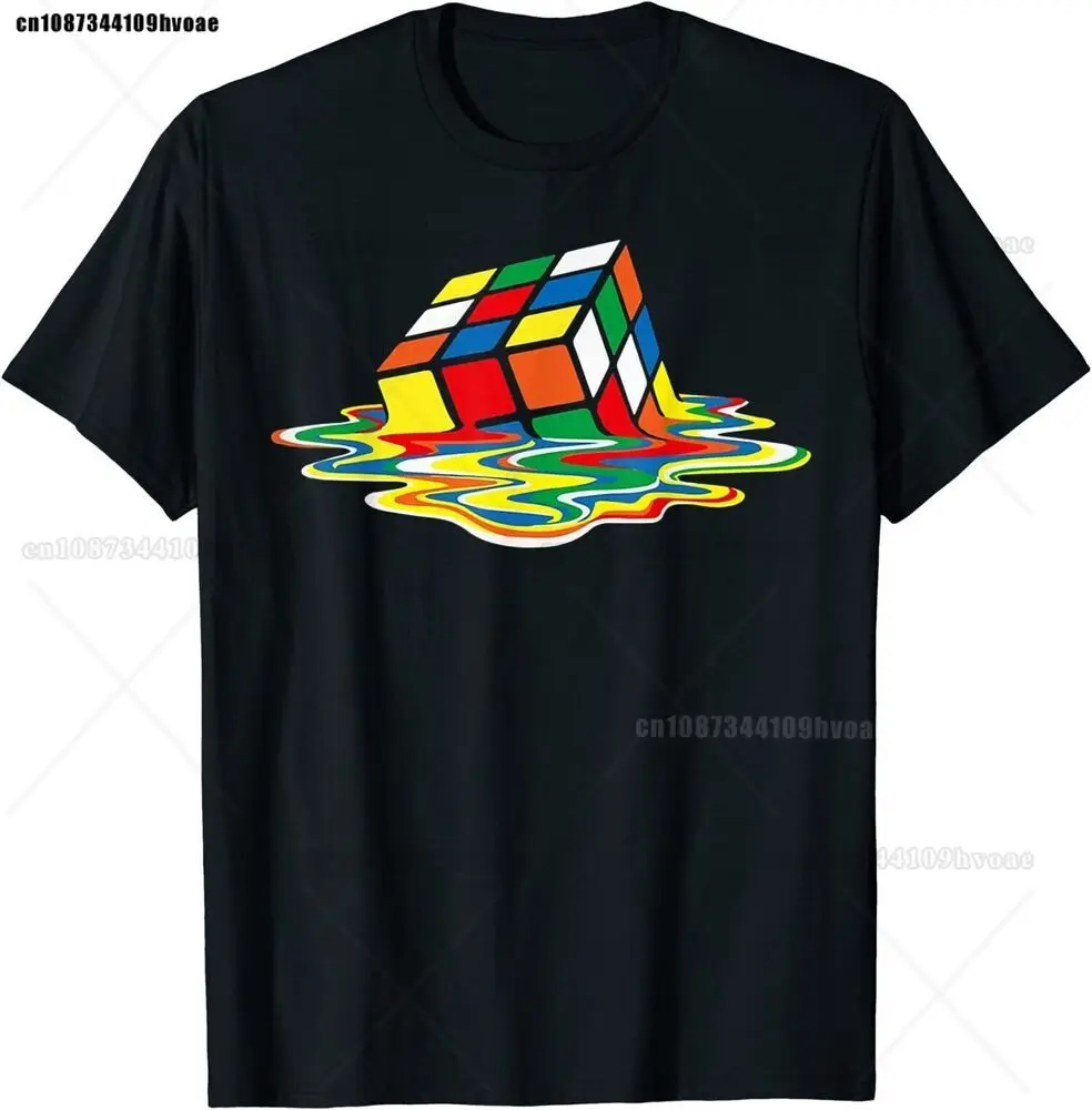 Melting Cube Funny Retro Gaming Rubik Rubix Rubics Cube TShirt For Men Clothing Women Short Sleeve Tees  Tops New Arrival