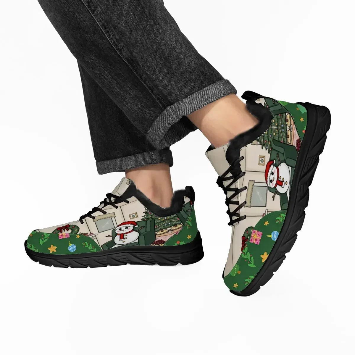 

Новая легкая повседневная спортивная обувь на плоской подошве с низким берцем на шнуровке и круглым носком из тканого материала на Хэллоуин и Рождество с рисунком для родителей и детей