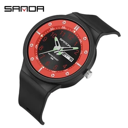 Fashion Sanda Top Brand Youth Fluorescent New 2023 Top Men's Trend Outdoor Spots Gift Waterproof 9012 Calendar Quartz Watch