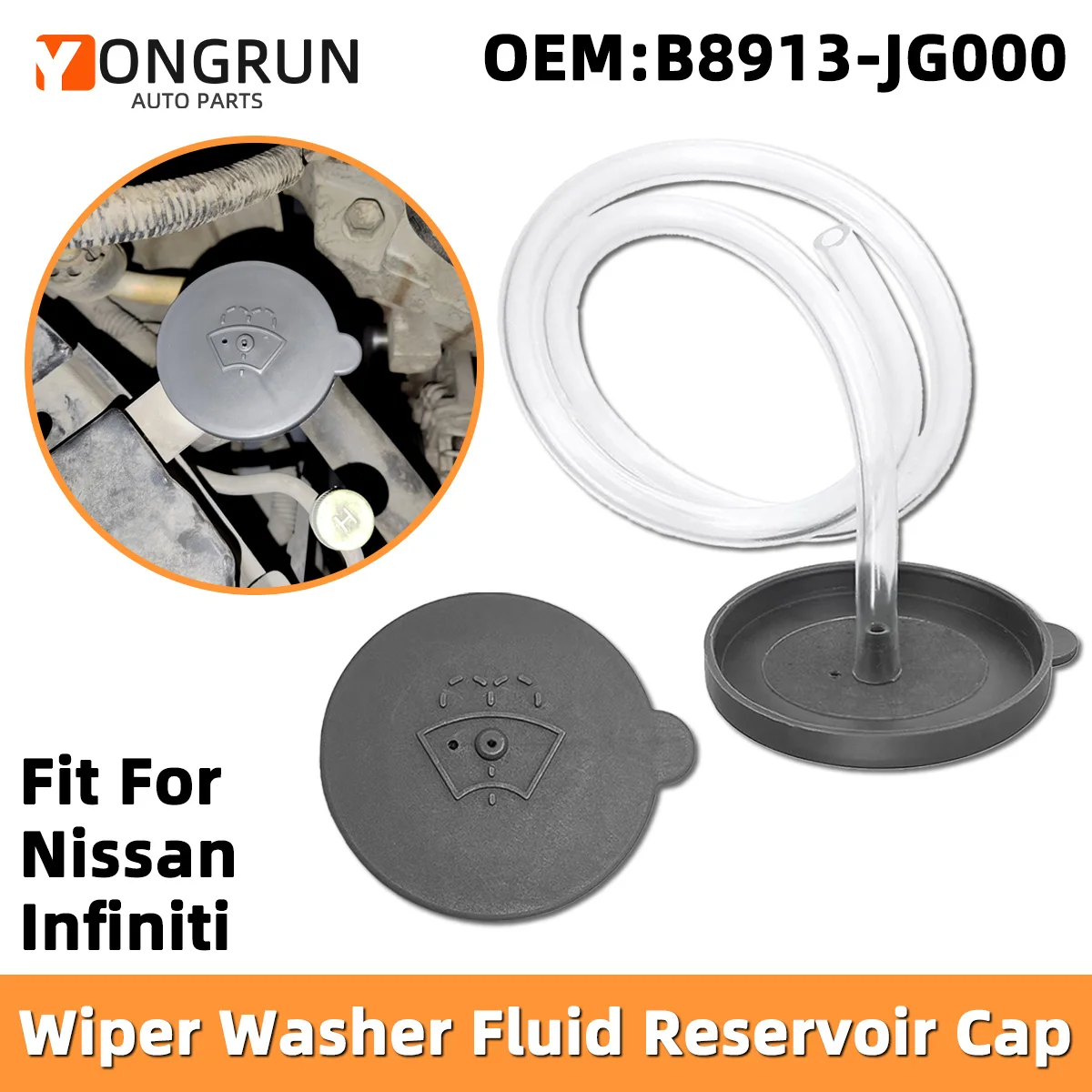 Kunststoff-Wischflüssigkeitsbehälterdeckel für Nissan Qashqai Navara X-Trail Rogue Almera Infiniti FX30 QX70, B8913-JG000 – Detail 1
