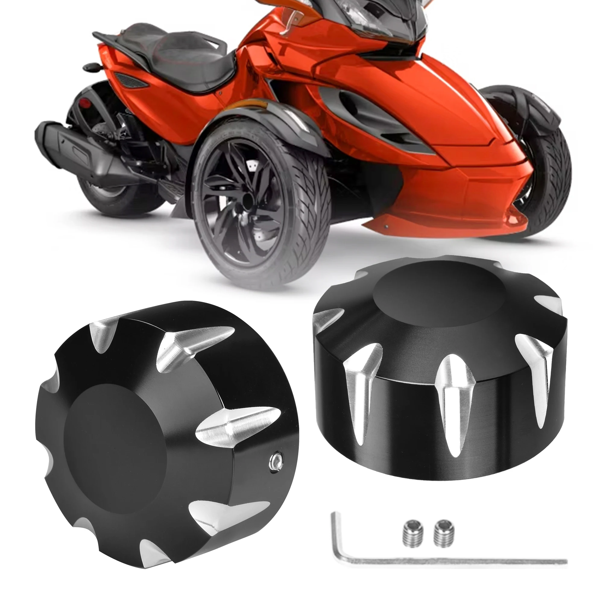 For Can Am Spyder Front Axle Caps, 2 Pack Aluminum CNC Front Wheel Axle Nut Cover Cap For 2008-Later Can-Am Spyder F3, RT