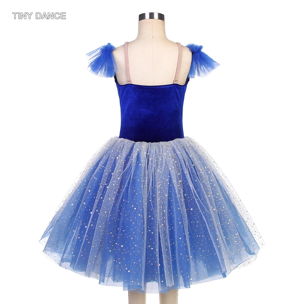 Tutú de Ballet romántico de terciopelo azul real para niñas, camisola, leotardo, vestido de baile de bailarina para adultos, faldas de tutú hinchadas 22552