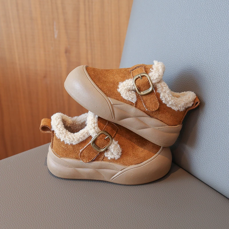 الشتاء الأطفال داخلي أحذية قطنية دافئة 2026 الفتيات سميكة سوليد لينة أفخم أحذية المنزل المشي اليومي أفخم الأحذية