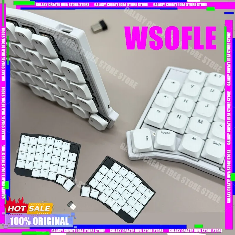 

WSOFLE Low Profile Split Ergonomics Gaming Mechanical Keyboard Hot-swap 2.4G Wireless Connection VIAL Programmable Gifts