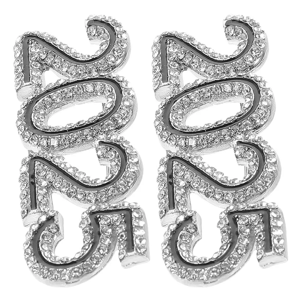 

2pcs 2025 Brooch For Women Men Sparkly Rhinestone Lapel Pin New Year Fashion Jewelry Accessory Decorative Clothing Pin