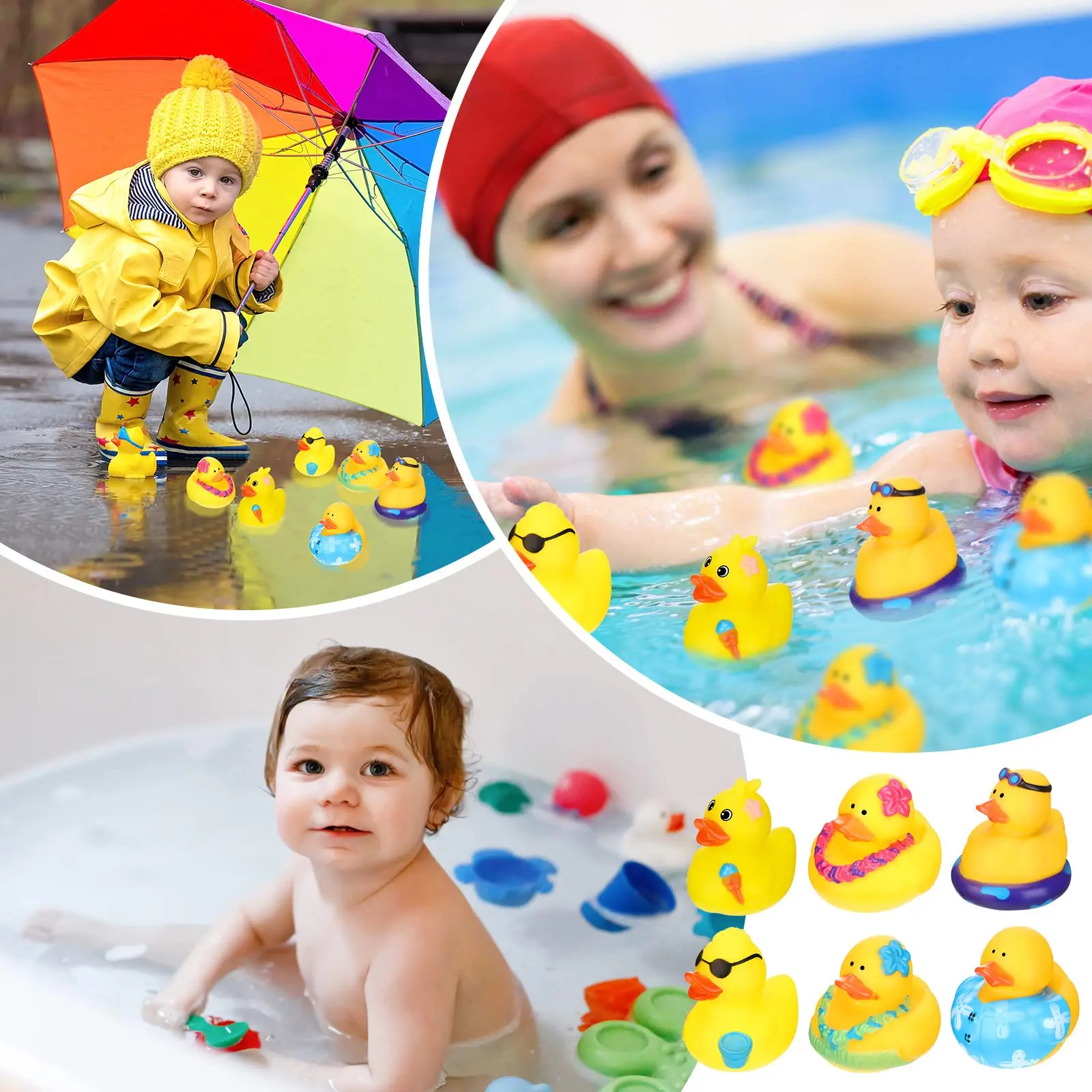 2/6/12 PC Rubber Ducks Summer Beach Bath Toy Rubber Duck Bulk Yellow Mini Ducks for Birthday Gifts Shower Party Favors Activity