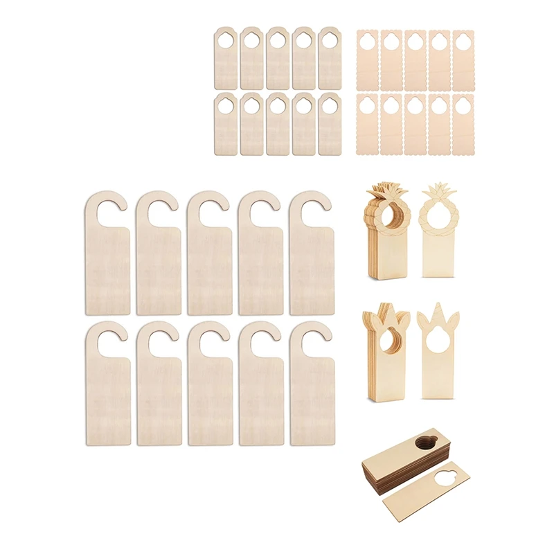 20PC Unfinished Wood Door Knob Hanger Door Knob Signs For Painting DIY Craft Home Office Hotel Decoration Business Use