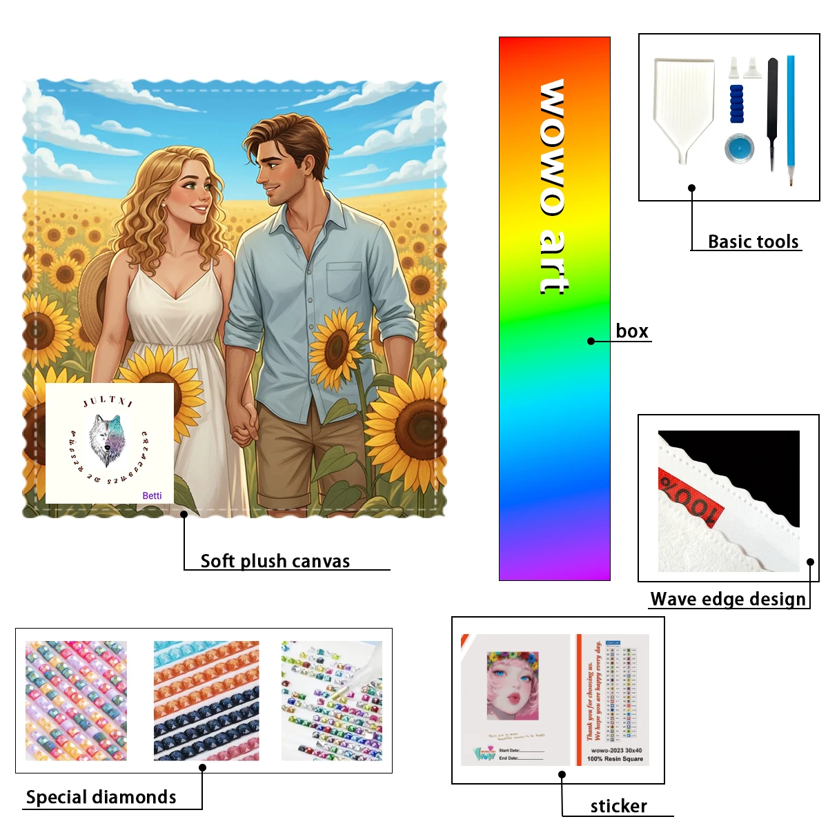 

【Betti_ Diamond Art】Couples in the Sea of Sunflowers Crystal AB Rhinestone FD Rhinestone Perfect Resin Diamond