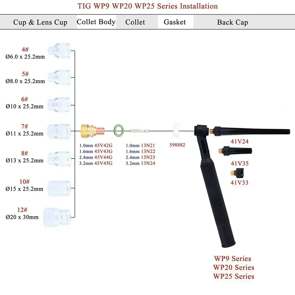 TIG Transparent Visualize Glass Cup Nozzle For WP9/17/18/20/26 Consumables Replaceable Part Tool Accessories