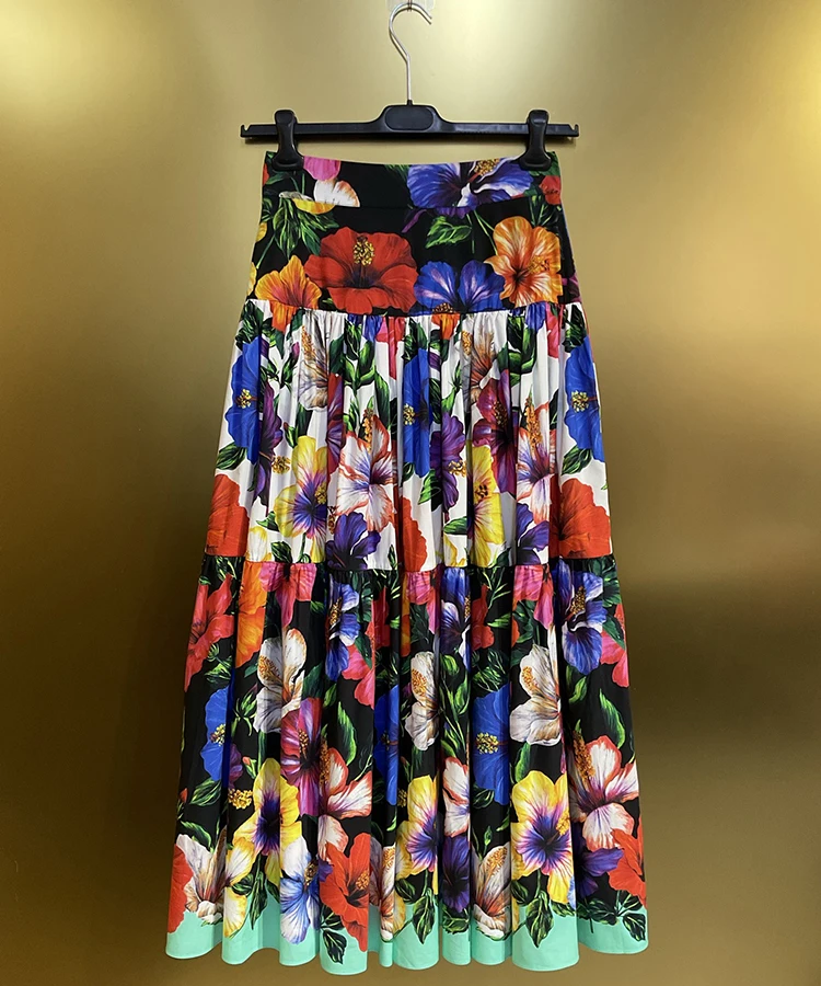 Seifrmann Casual printed cotton two-piece round neck short-sleeved top high waist skirt suit 2026 summer new women's clothing
