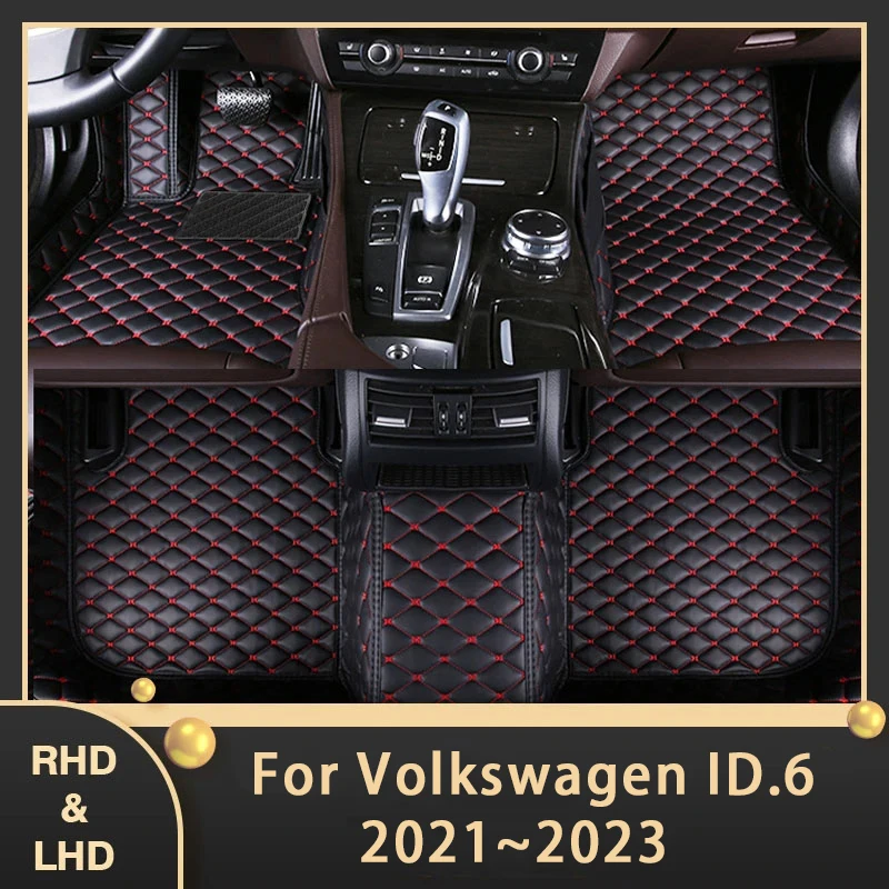 Car Floor Mats For VW Volkswagen ID.6 ID6 2021 2022 2023 Custom Auto Foot Pads Leather Carpet Interior Accessories