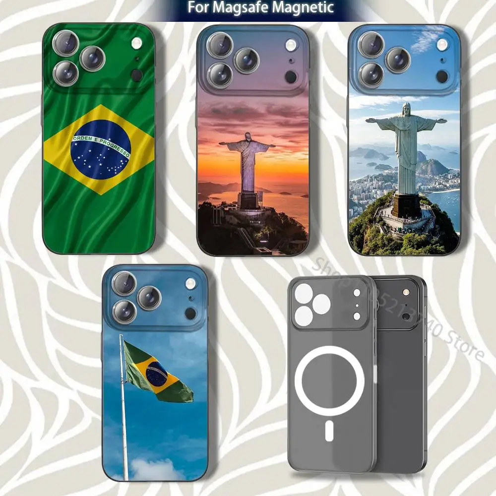 

B-Brazil Brazilian-es FlagS For iPhone 17,12,11,14,13,15,16,Plus,Air,Pro,Max,E,Mini for Magsafe Magnetic Frosted Grey Phone Case