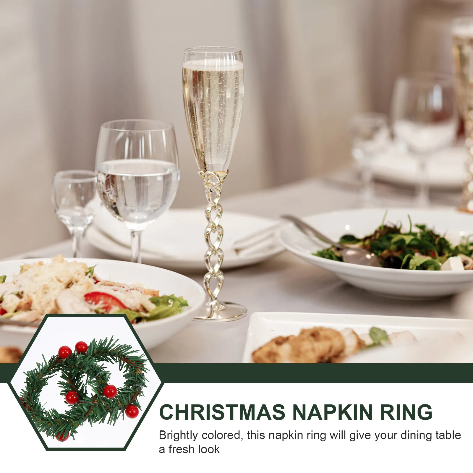 

10 PCS Napkin Ring Rings Bulk Christmas Napkins Tabletop Clasp Xmas Holder