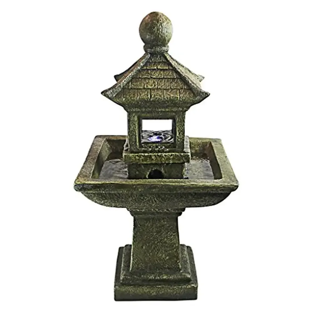 Tranquil Zen Pagoda Water Fountain with Led Lights