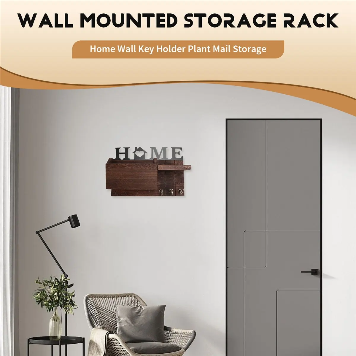 Super Sale Wooden Wall Mounted Storage Rack Wall Key Holder Home Wall Key Holder Plant Mail Storage