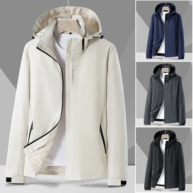 

Solid Color Spring Autumn Unisex Outerwear Waterproof Windbreaker Camping Jackets Climbing Outdoor Hiking Coats For Women/Men