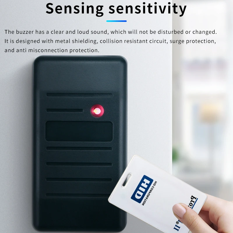 Wiegand-Lecteur de carte d'accès RFHID étanche, interface de communication de niveau TTL, 125kHz, RS485, RS232, 26-37