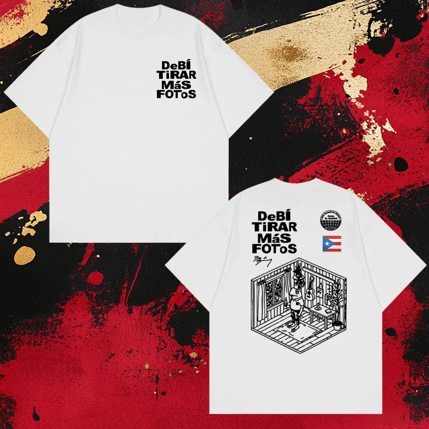 

Hot Rapper Bad Bunny Debi Tirar Mas Fotos DTMF Album Tour 2026 T shirt Men Women vintage Cotton Top Unisex short sleeve T-shirts