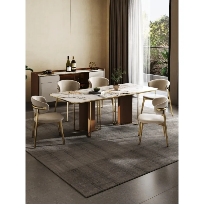 เก้าอี้รับประทานอาหารหนัง, เก้าอี้สตูลในครัวเรือนที่หรูหราเบาๆ, เก้าอี้โต๊ะรับประทานอาหารสแตนเลสที่ทันสมัยและหรูหราเบาๆ