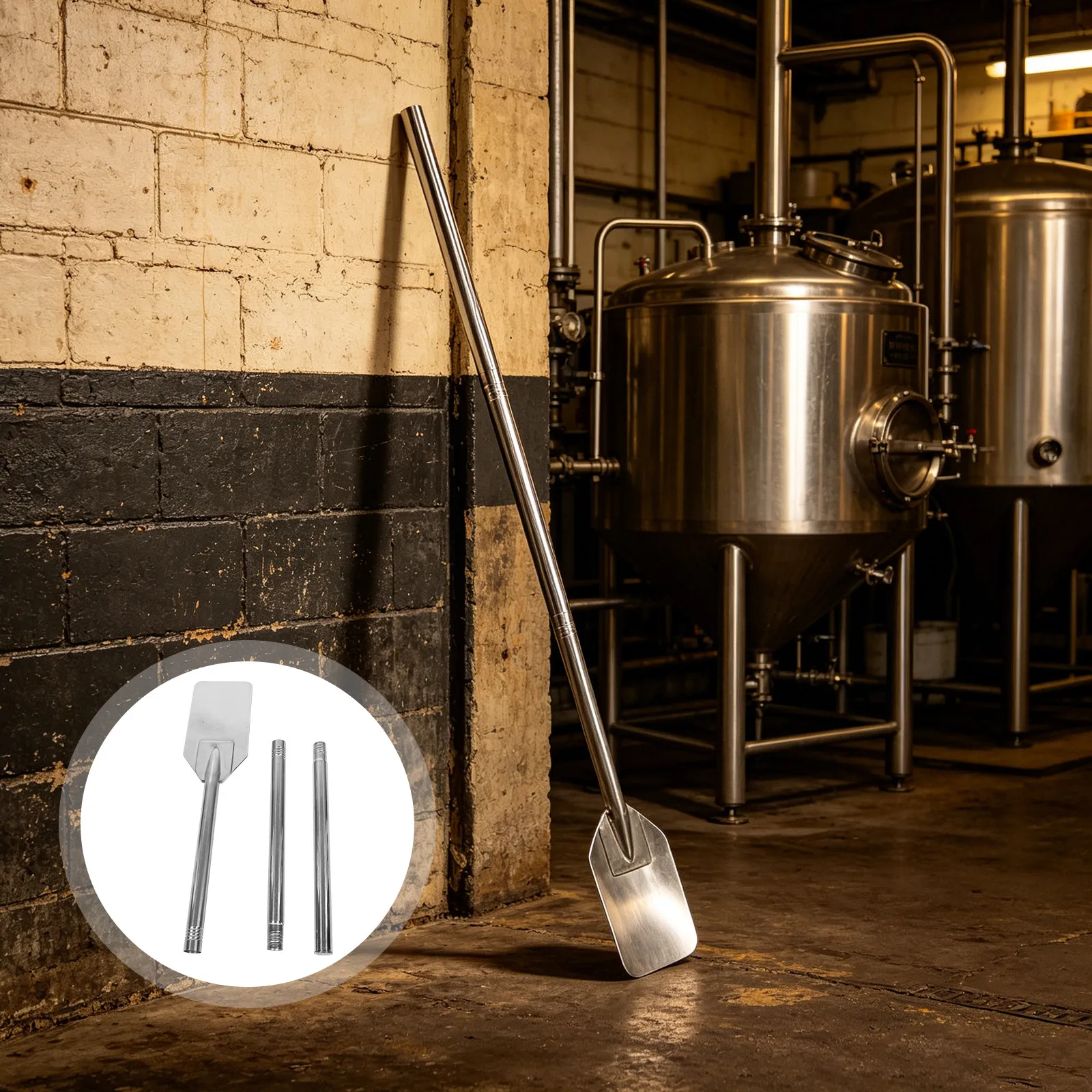 44.9in Stainless Steel Commercial Brewing Mash Paddle Beer Brewing Stirring Rod Mixer Drill Attachment Homebrew Stir Paddle Wine