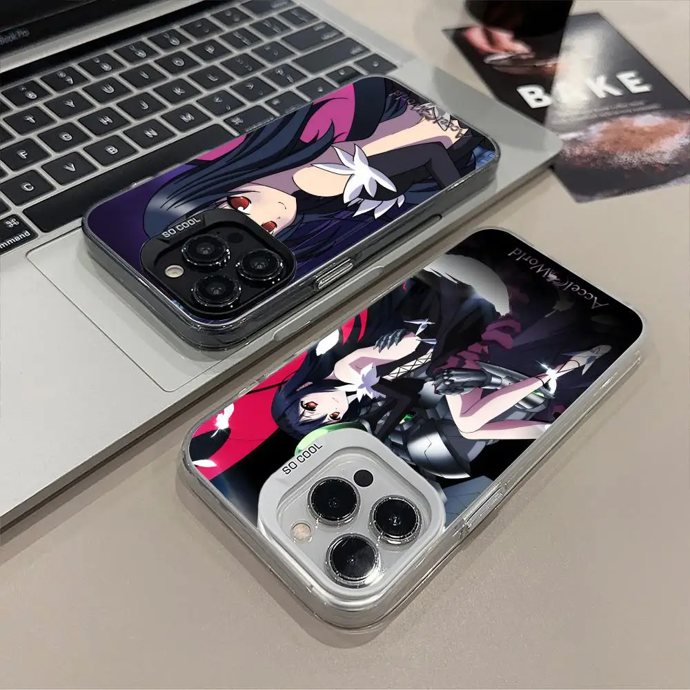 

Accel World Kuroyukihime Phone Case for iPhone 16 15 14 13 12 11 X XR XS 8 7 Pro Max Plus Translucent Colour Printing Smartphone