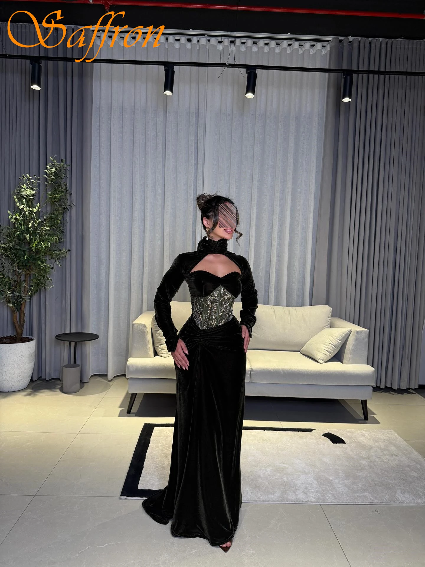 

Элегантное вечернее платье с прямым высоким воротником и длинными рукавами по индивидуальному заказу, нежные платья для особых случаев на заказ, современное модное платье для выпускного вечера