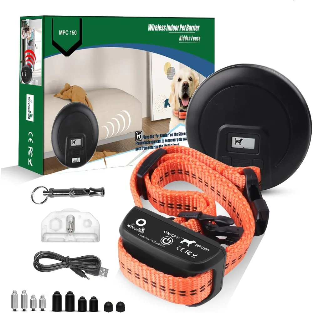 

Indoor Pet Barrier Adjustable Range Static Tone Correction Wireless Dog Fence Containment Collar Rechargeable