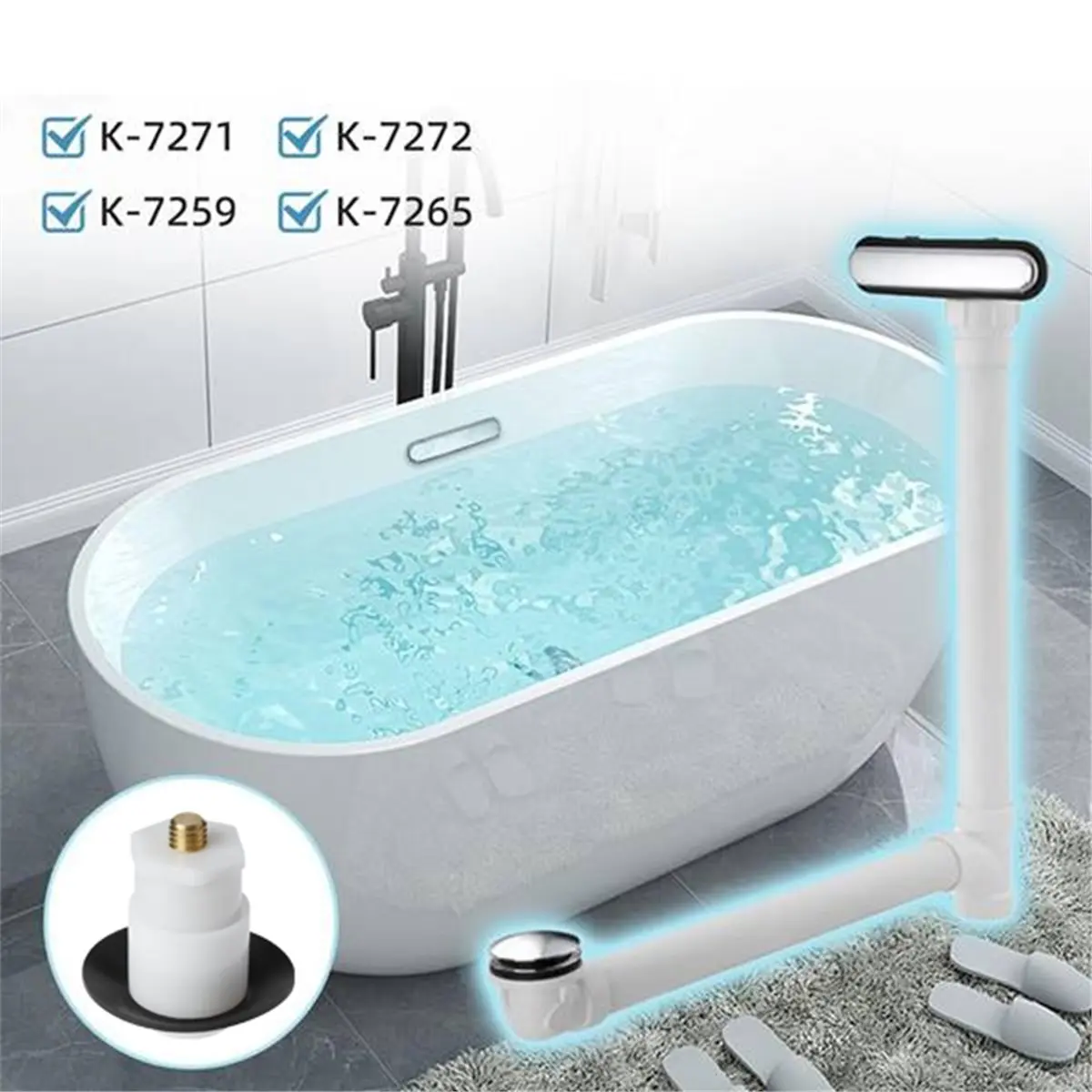 Bathtub Drain Stopper Assembly for 1068204,for Bathtub K-7272 K-7271 K-7259 K-7265