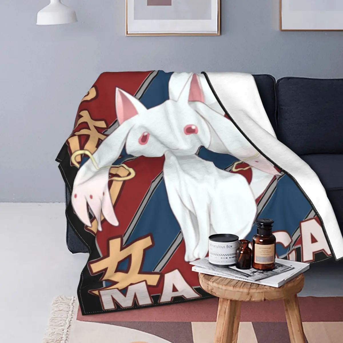 Kyubey Puella Magi Madoka Magica Blankets Wool Funny Soft Throw Blanket for Bed Sofa Decoration