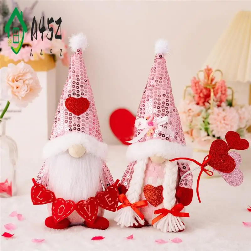 

A45Z-Valentine Gnomes Decorations For Home Valentines Day Tiered Tray Decor Pink Valentine Gnomes Plush