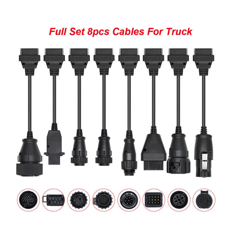 Complete set of 8 car/truck cables Suitable for truck connector cable diagnostic tool OBD complete set of 8 truck cables