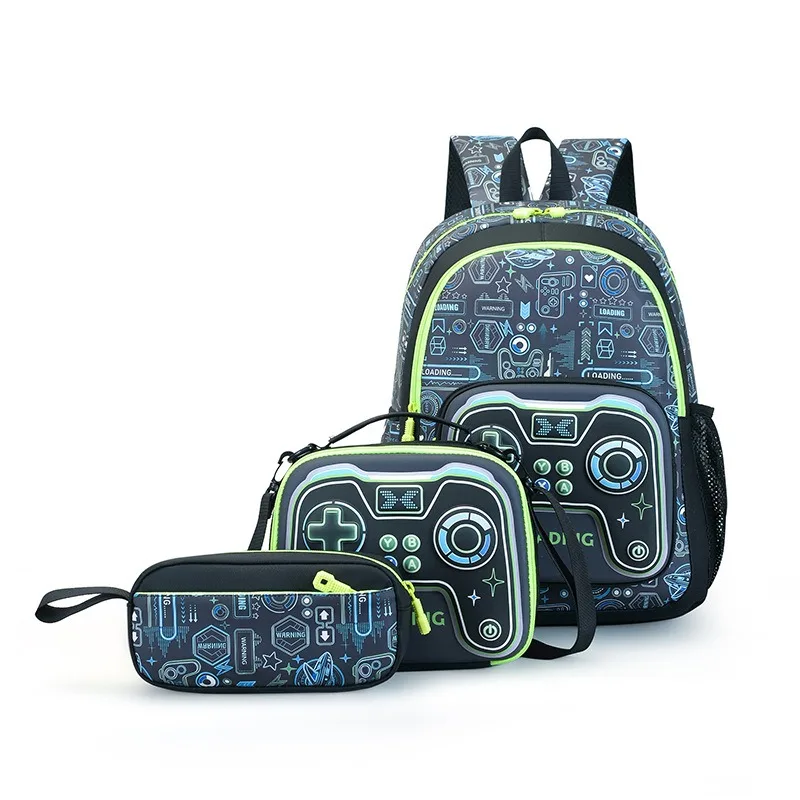 3pcs multi pocket large capacity backpack lightweight portable school bag with lunch bag pencil case set