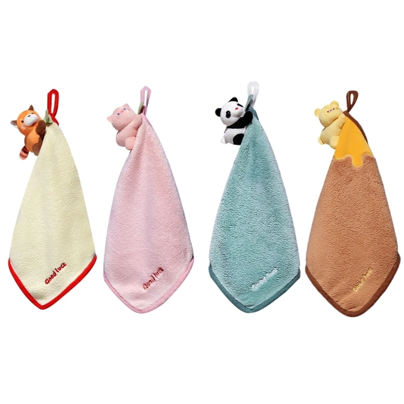 Y1UB Quick-Drying Hand Towel Lovely Soft Fleece Hanging Hand Towel For Kid Student