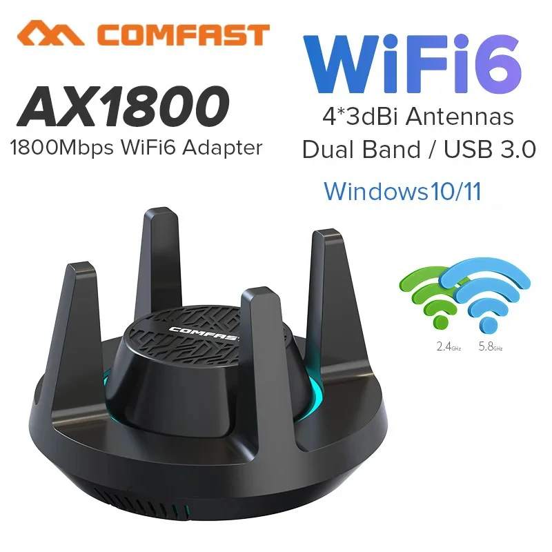 Powerful CF-959AX WiFi 6 USB Adapter 2.4G & 5G AX1800 High Speed Wireless Dongle Network Card WiFi6 Adapter USB3.0 For Win10/11