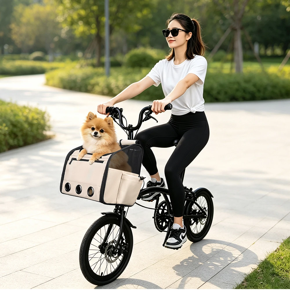 NEWBOLER Brompton Faltbare Fahrradtasche, Haustiertasche, tragbare Fahrrad-Fronttasche, faltbare Outdoor-Reisetasche für Katzen und Hunde – Detail 25