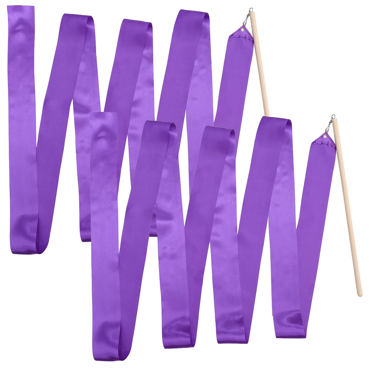 

2 Pcs Ribbon Props Purple Dance Gymnastics Toy Colorful Wooden Rhythmic Children's