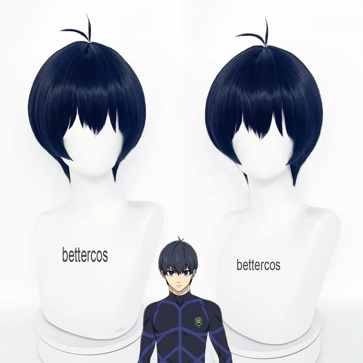 BLUE LOCK-Perruque de Cosplay Synthétique Courte Noire pour Homme, Anime Isagi Yopiercplay, Perruques d'Halloween Py Play Cos, Degré de Chaleur