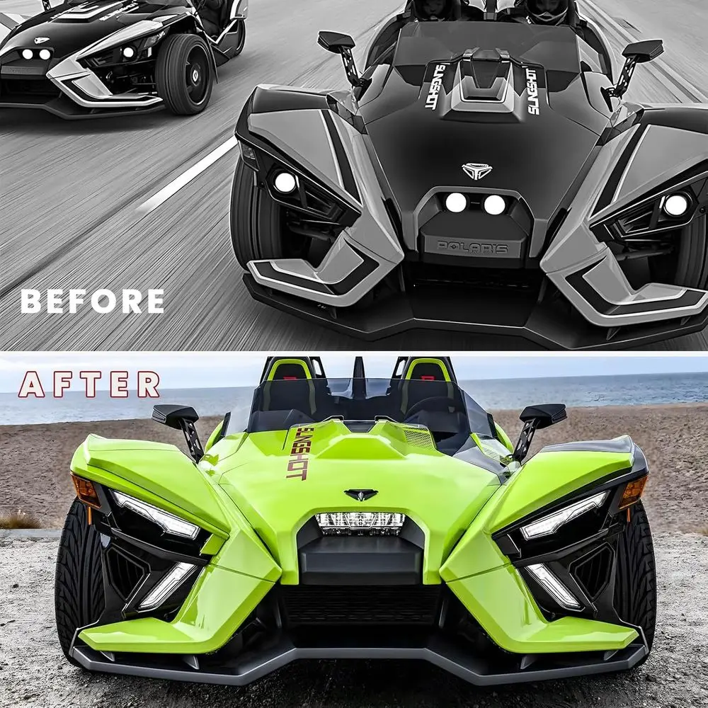 مجموعة إضاءة لوحة اللكنة LED لـ Polaris Slingshot، أضواء القيادة ذات اللوحة السفلية باللون الأبيض DRL Yellow Turn Light لـ Polaris Slingshot S