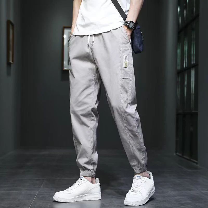 Men's Casual Pants Summer Pocket Harem Thin Polyester Low Price Stylish Male Trousers Korean Style Long Aesthetic Classic Cheap