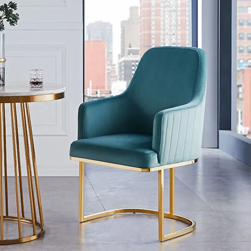 เก้าอี้ทานอาหารสไตล์อิตาลีเรียบง่าย เก้าอี้อ่านหนังสือสแตนเลสทันสมัยสำหรับพักผ่อน เก้าอี้ผ้าสำหรับโรงแรม