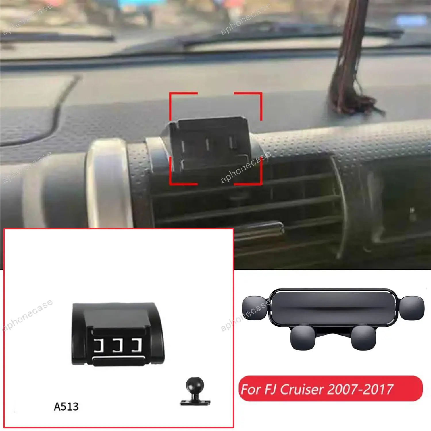 

Автомобильный держатель для телефона, специальные крепления для Toyota FJ Cruiser 2007-2017, фиксированный кронштейн для выпуска воздуха, базовые аксессуары с шариком 17 мм