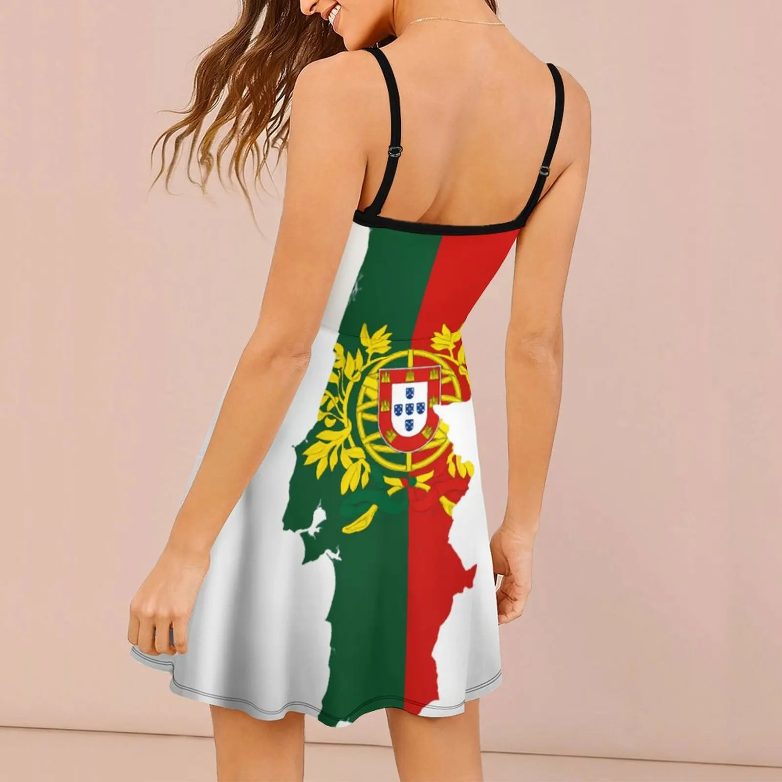 Vestido Sexy con estampado de mapa de la bandera de Portugal para mujer, vestido de tirantes para fiestas Geek, vestido Premium