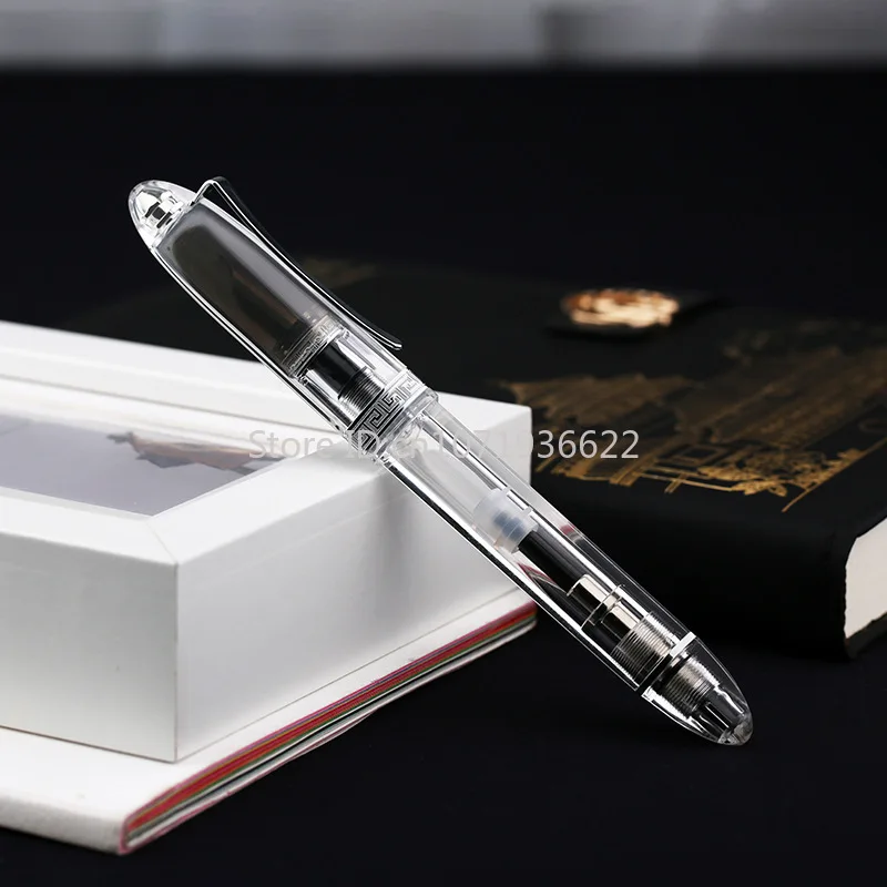 Limited Color Majohn V60 Transparent Triangular Piston Resin Fountain Pen Writing Pen School Business Stationery Supplies Gift