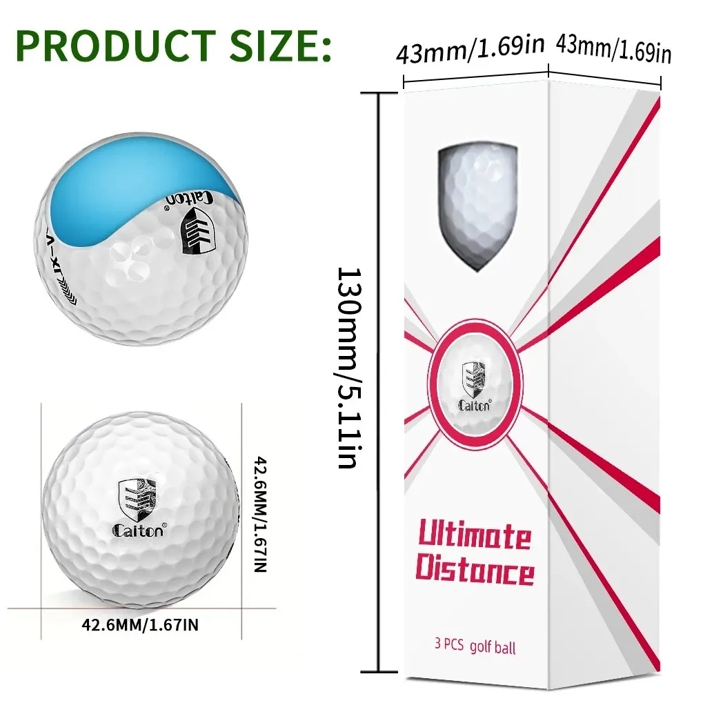 Golf Extreme Distance Double-layer Ball, Aerodynamic Design High Core Soft Feel, Increase Flight Distance 40 Yards + (6/3pcs)